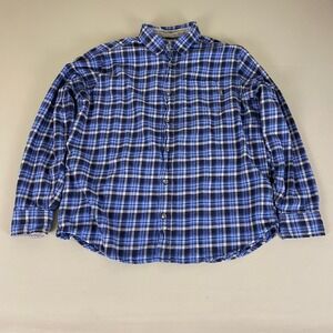 Eddie Bauer Flannel Shirt Men's XXL Blue Plaid‎ Long Sleeve Button Up  Cotton